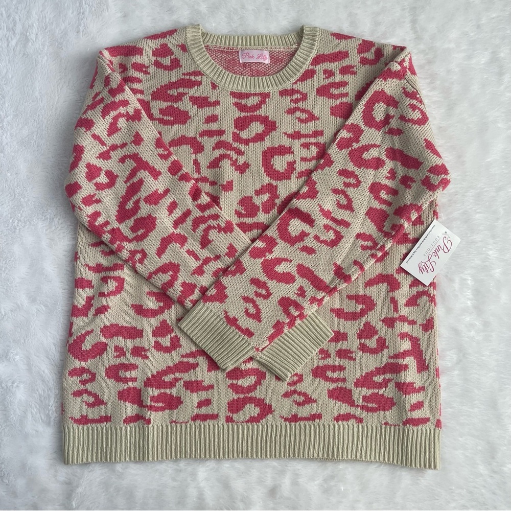 Pink Lily Pink Leopard Sweater